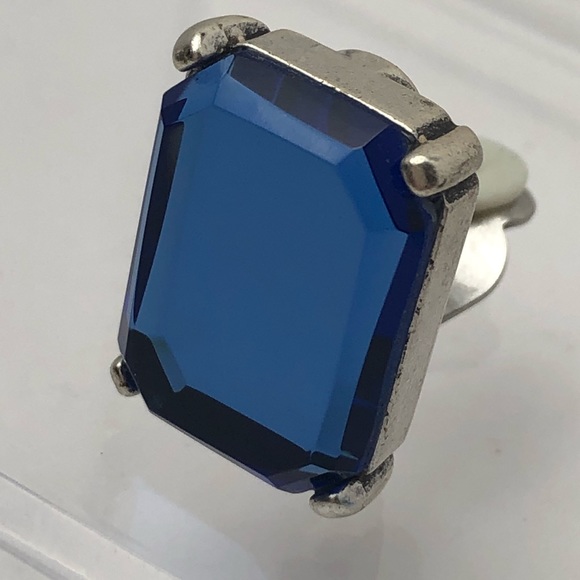 VTG EMERALD CUT BLUE MIRROR GLASS EARRINGS - Picture 12 of 13